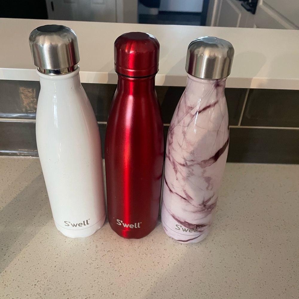 S'well White, Metallic Red & Pink Marble Insulated Bottles Set